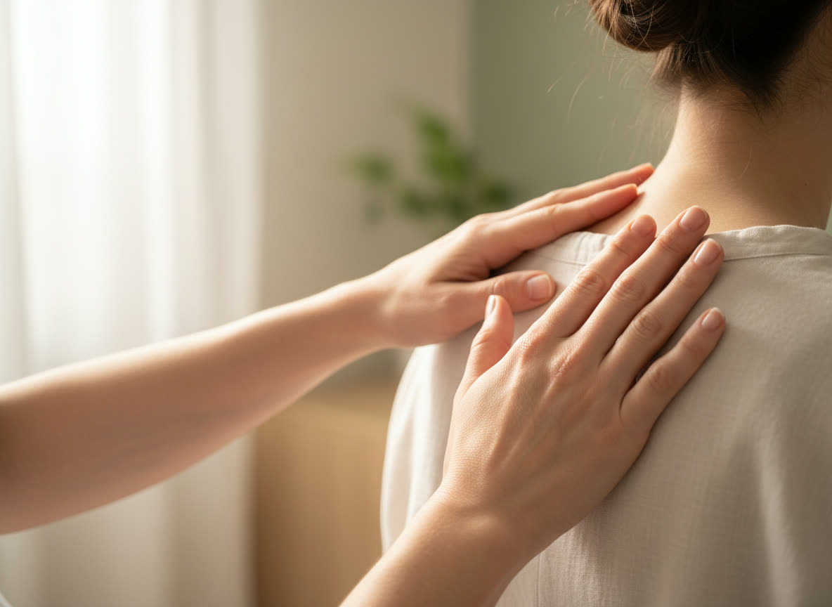 Gentle chiropractic care, hands on a patient's back