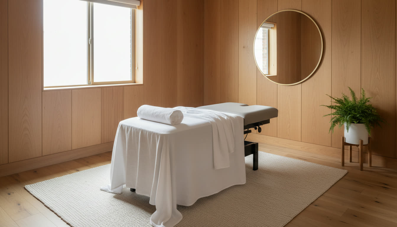Calm treatment room in warm morning light